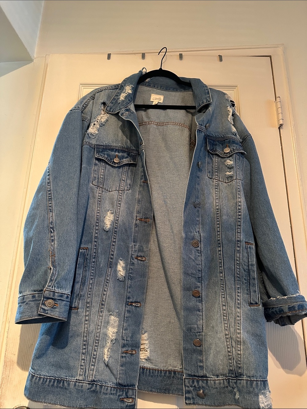 Oversized Caution To The Wind Light Blue Denim Jacket